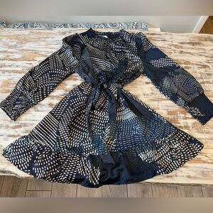 NWT Sugarlips XL Navy & White Sevilla Kirby Satin & Ruffles Mini Dress